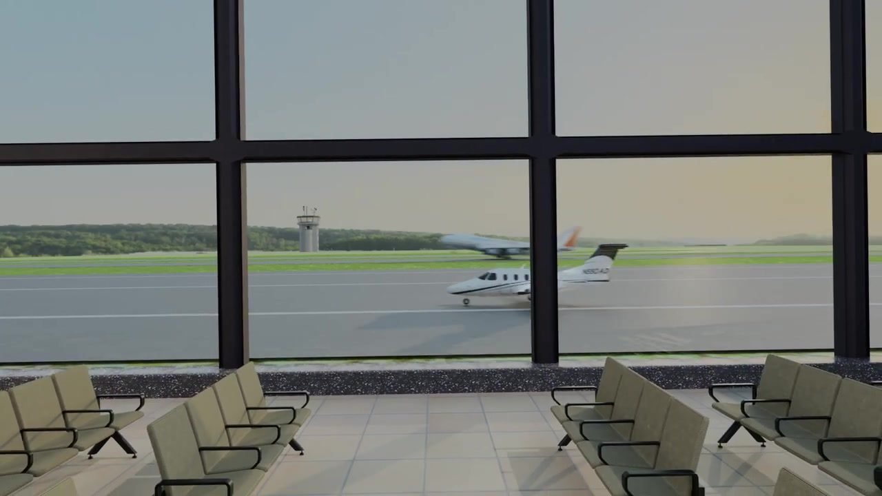 A 3D aircraft sequence being blocked out.